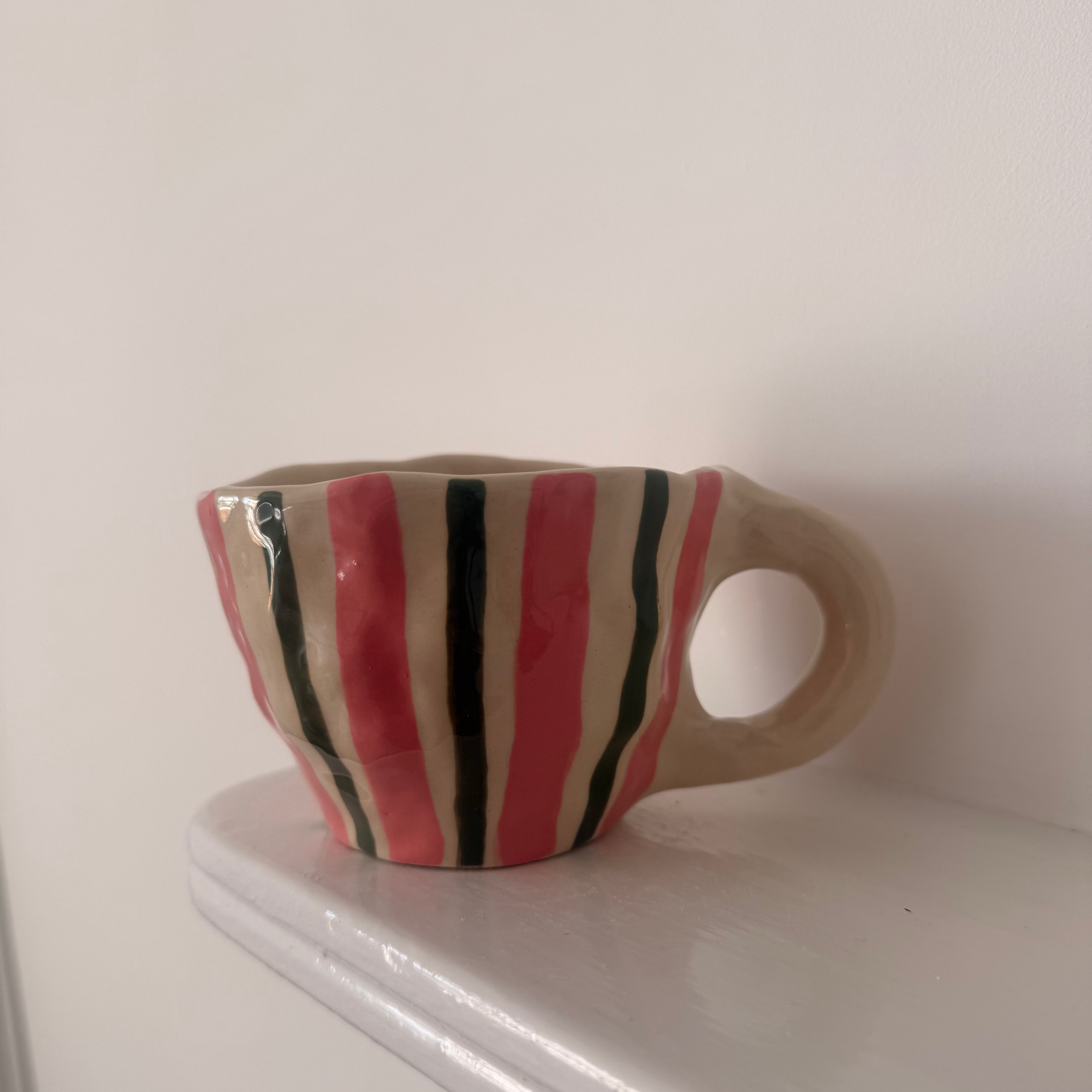 Pink and Green Strip Mug